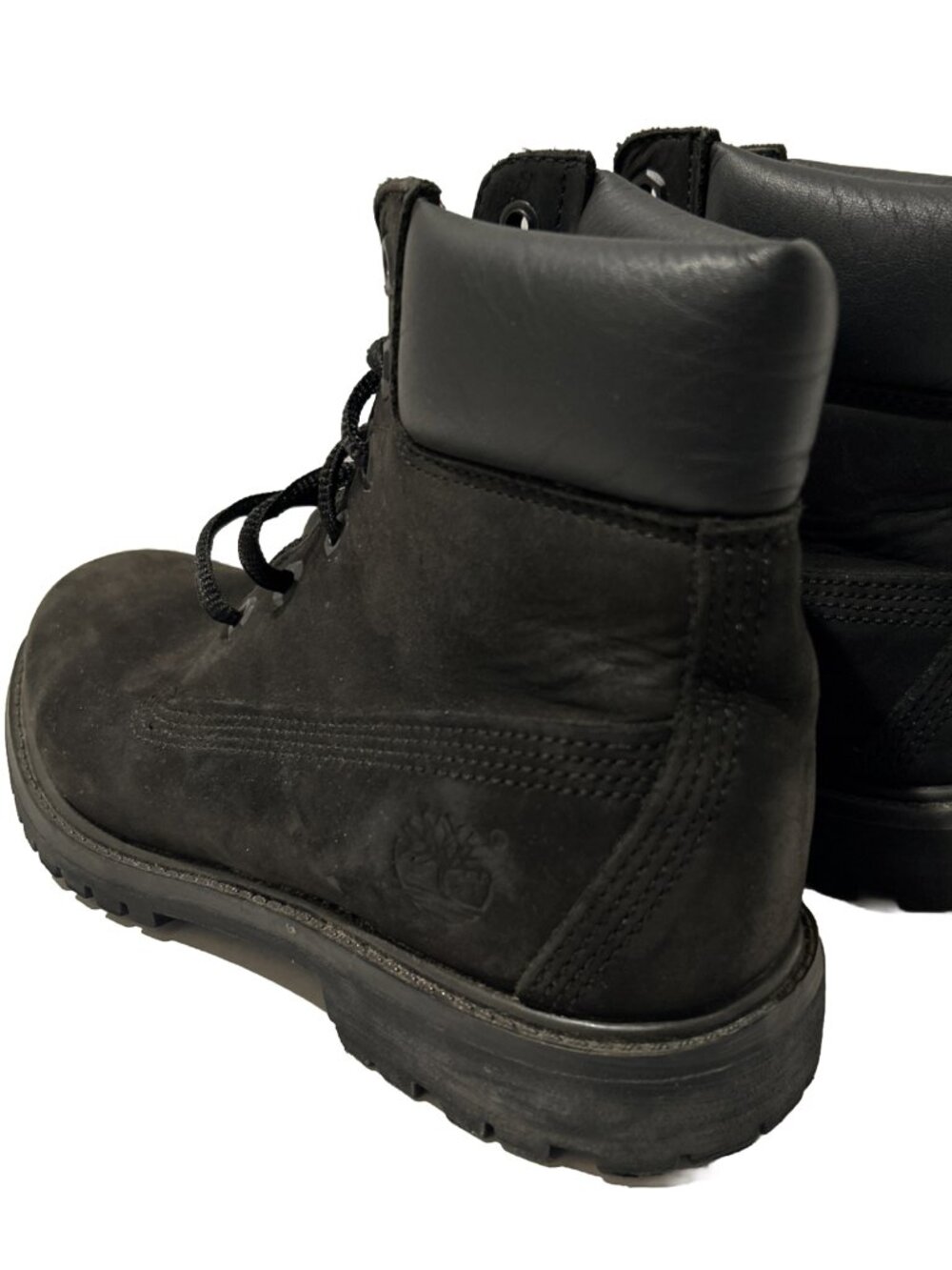 TIMBERLAND Black Leather 6 Inch Premium 8658A Lace-Up Combat Boots Womens 7M